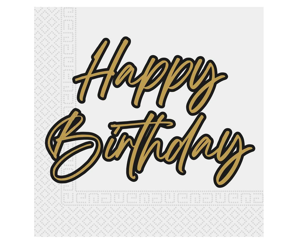 Paper napkins Elegant Happy Birthday, Decorata, FSC, 33 x 33 cm, 20 pcs